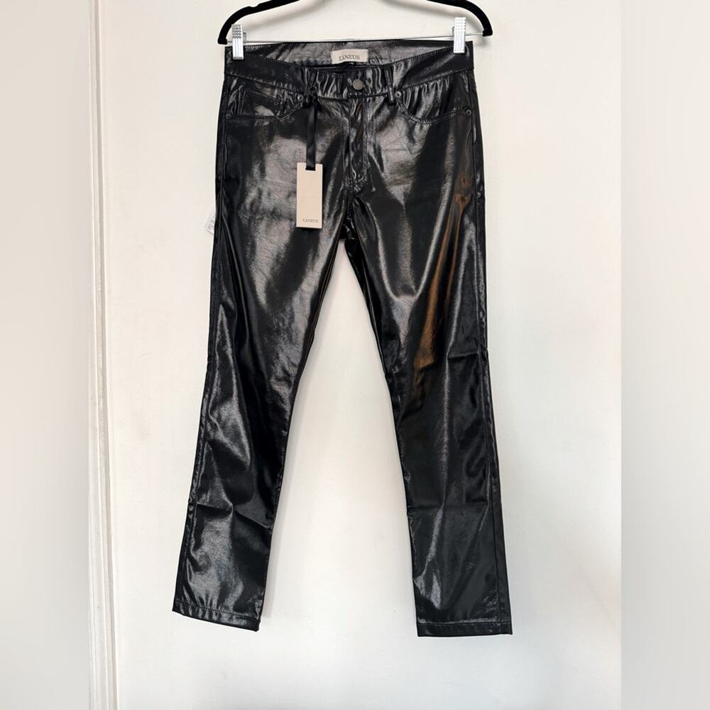 Laneus NWT Women’s Glossy Black Trousers/ Leather Pants